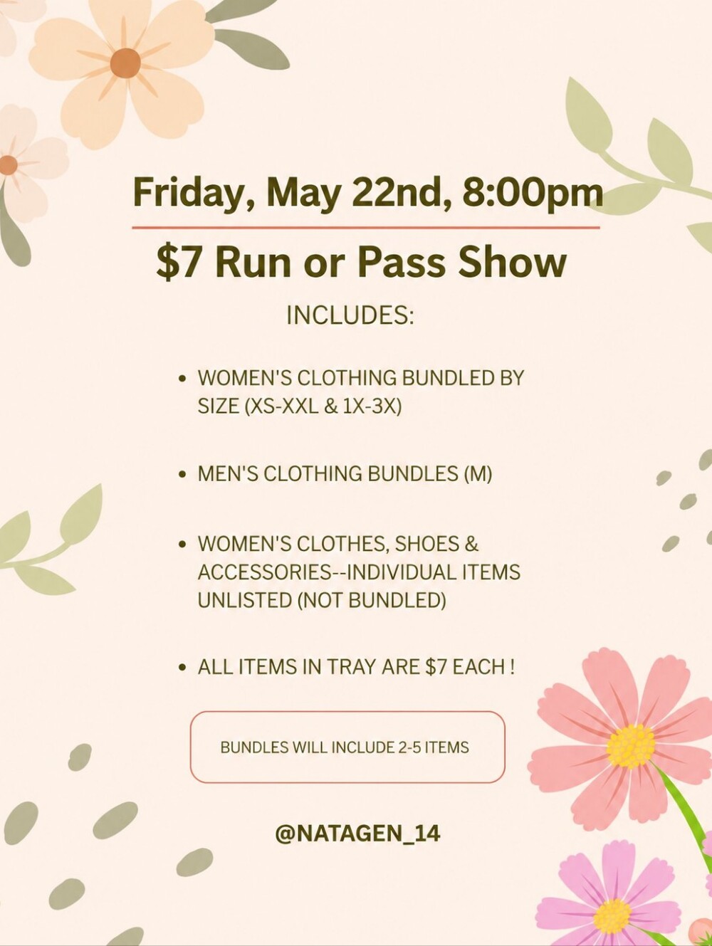 $7 Run Or Pass Live Show May 22nd @8pm